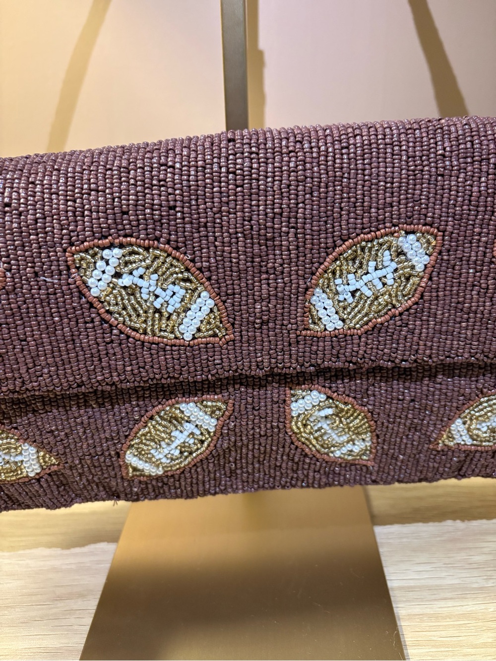 NWT New release!! Beaded brown bag with footballs! - Picture 3 of 10